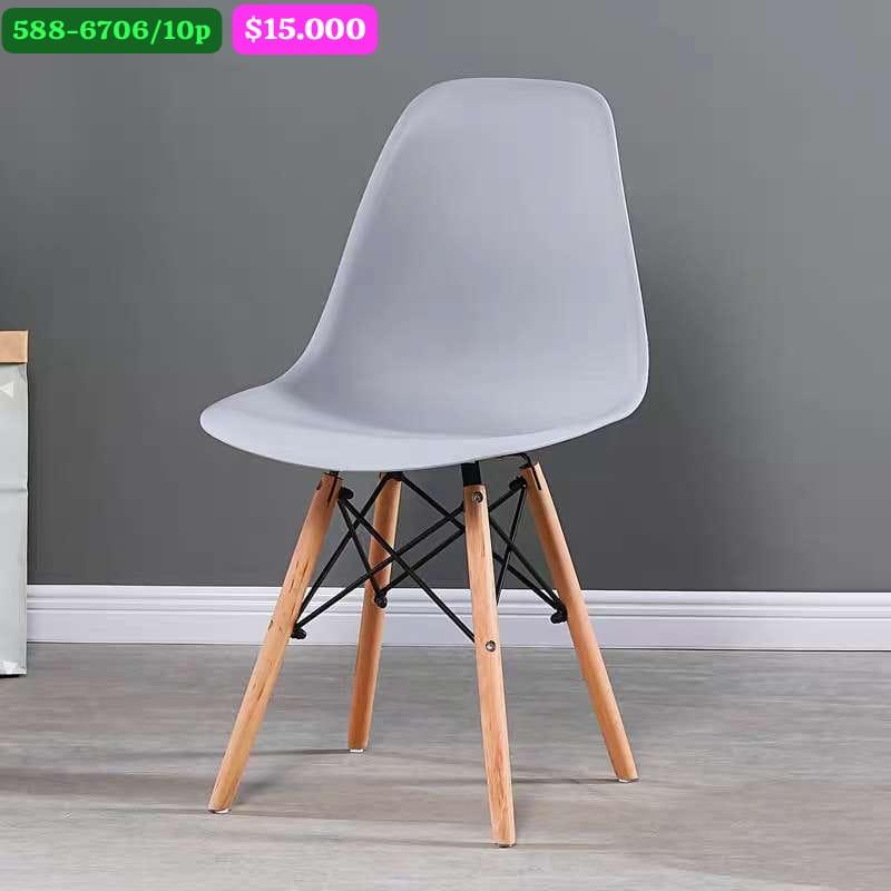 Silla Moderna Nórdica de Plástico y Madera