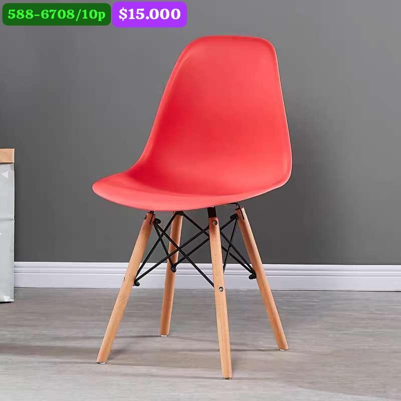 Silla Moderna Nórdica de Plástico y Madera