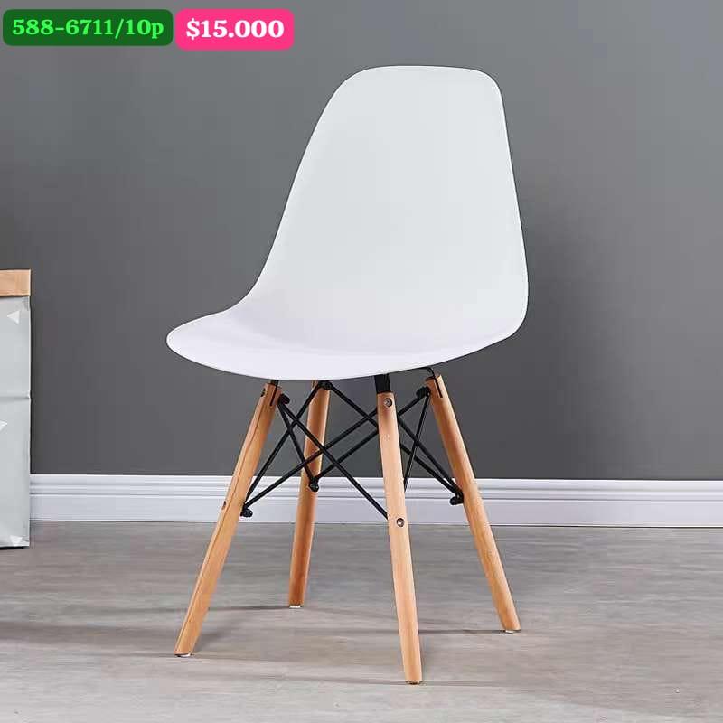 Silla Moderna Nórdica de Plástico y Madera